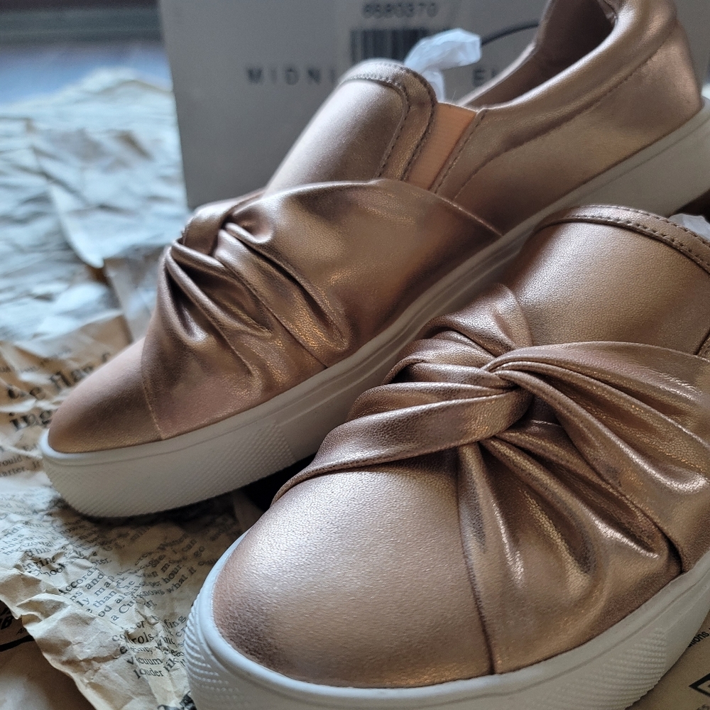 New Midnight Velvet - Rose Gold - Knotted Slip On Slides / Walking Shoes
